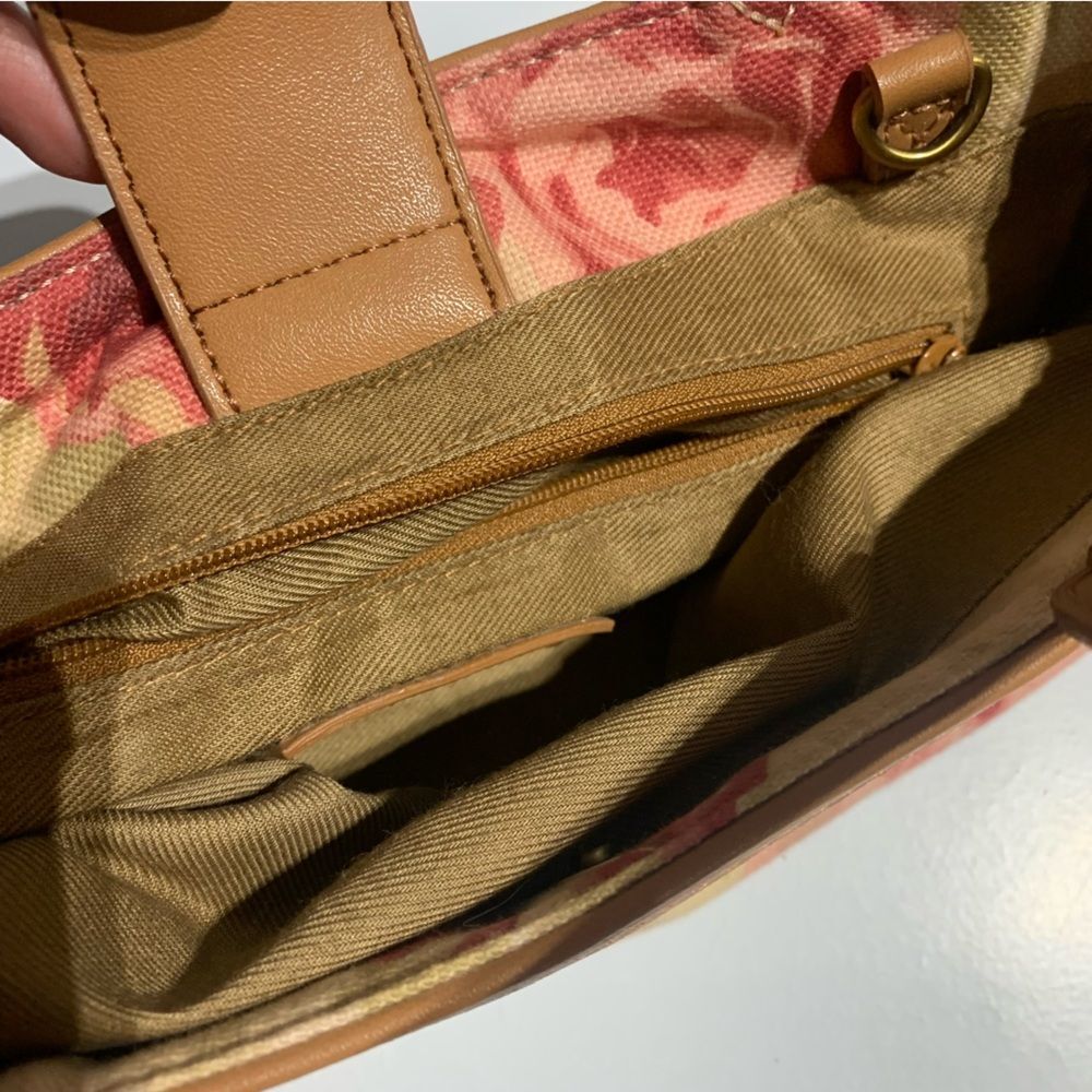 Fossil Floral Mini Tote in Cream, Pink & Tan - Picture 7 of 13